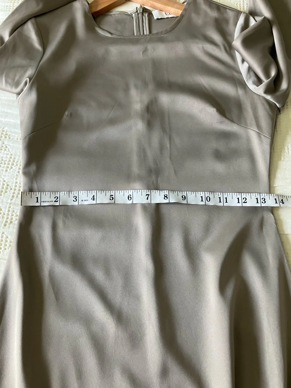 ELAA Muted Olive Green/Taupe Satin Long Sleeve A-Line Maxi Dress Size XXS-XS - Picture 10 of 12